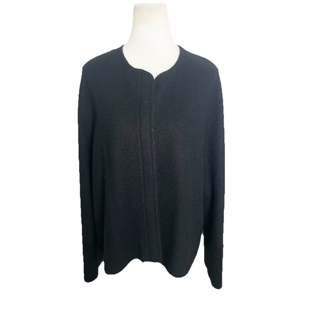 COS Collection Black 100% Wool Full Zip Cardigan Sweater Size Large